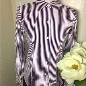 Ann Taylor Stripe Shirt (red, Black)